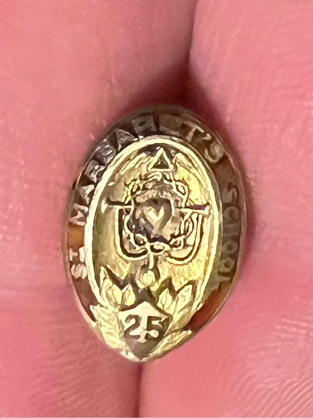 Vintage Gold filled 25th Anniversary Margarets school brooch Pin